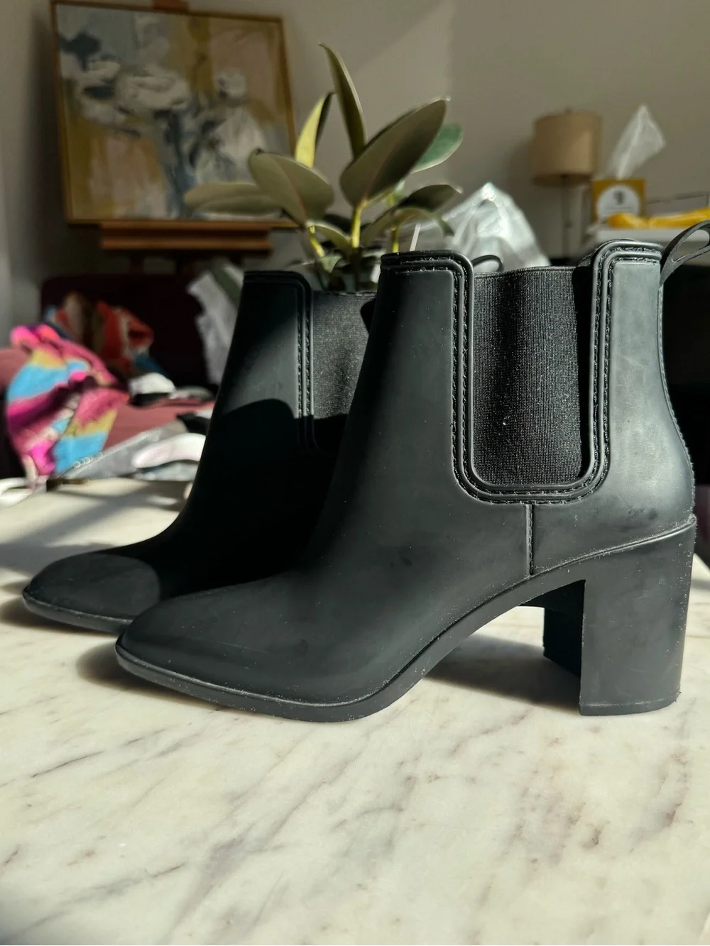 Jeffrey Campbell Matte Black Chelsea Rain Boots, Size 10